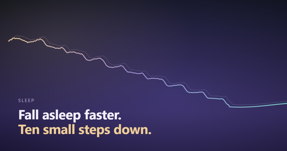 One trace stepping down ten times, its jitter fading into a slow settled swell.
